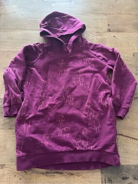 Souris Mini Hoodie Dress with Playful Character Print Plum sz 4 years
